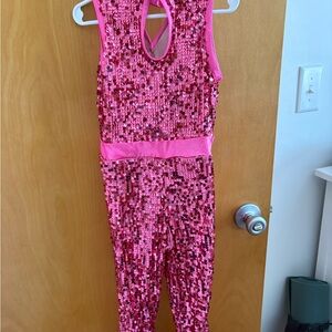 Pink Sequin Sleeveless Jumpsuit